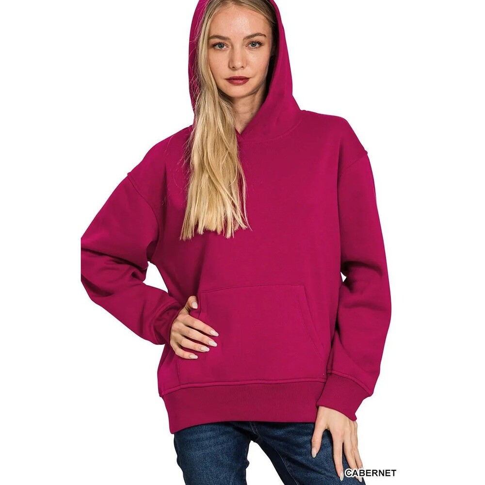 Zenana Fleece Kangaroo Pocket Hoodie